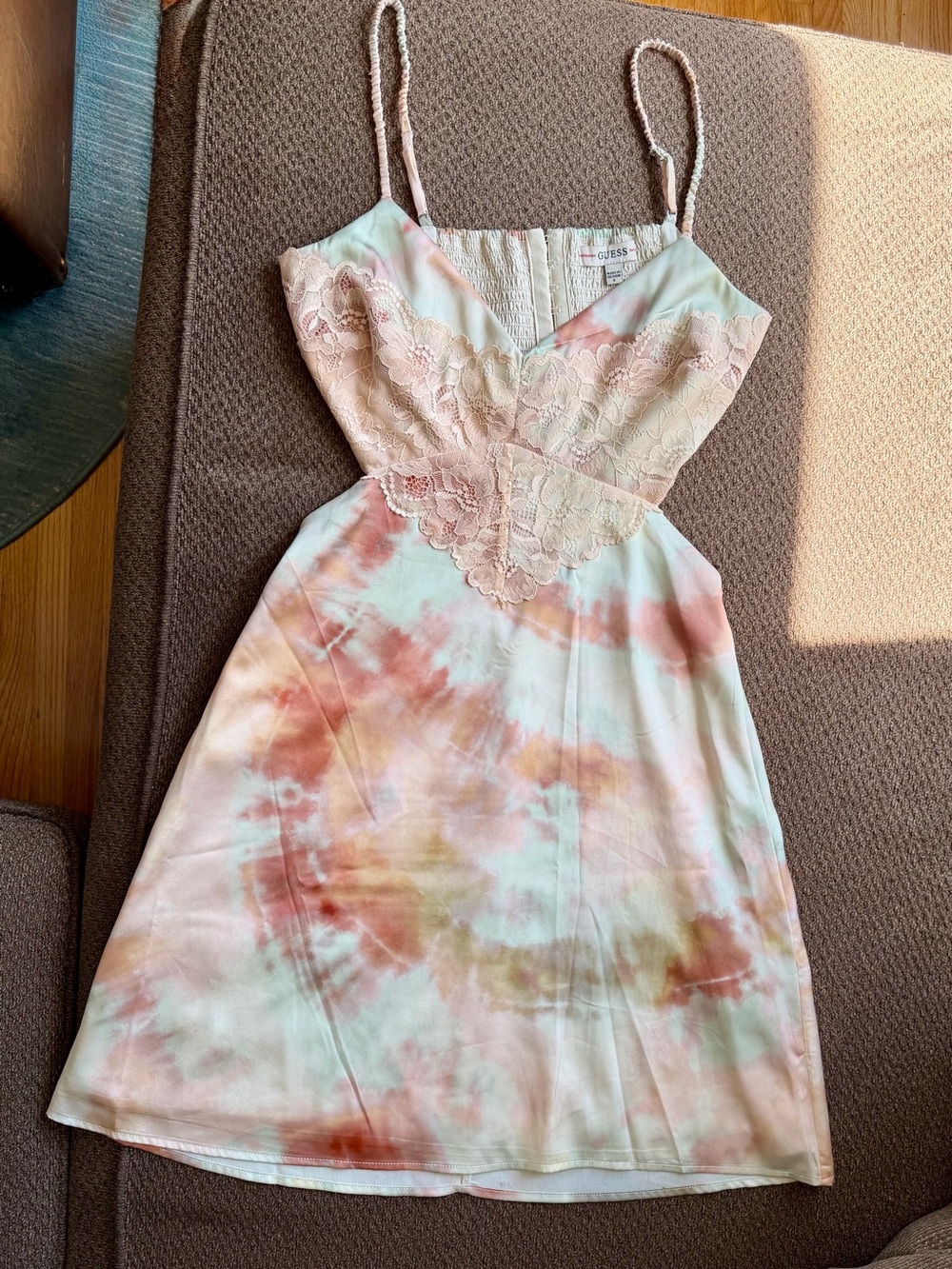 Guess Lace Tie Dye Mini Dress | Pastel Coquette Sundress | Size S